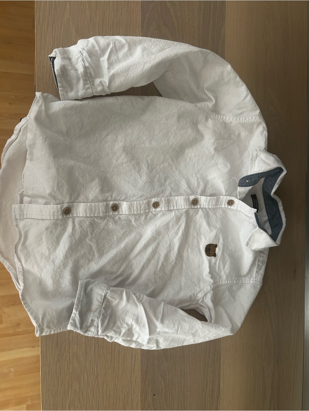 Next White Long Sleeve Button-Up Kid Shirt with Contrast Collar - 4-5T